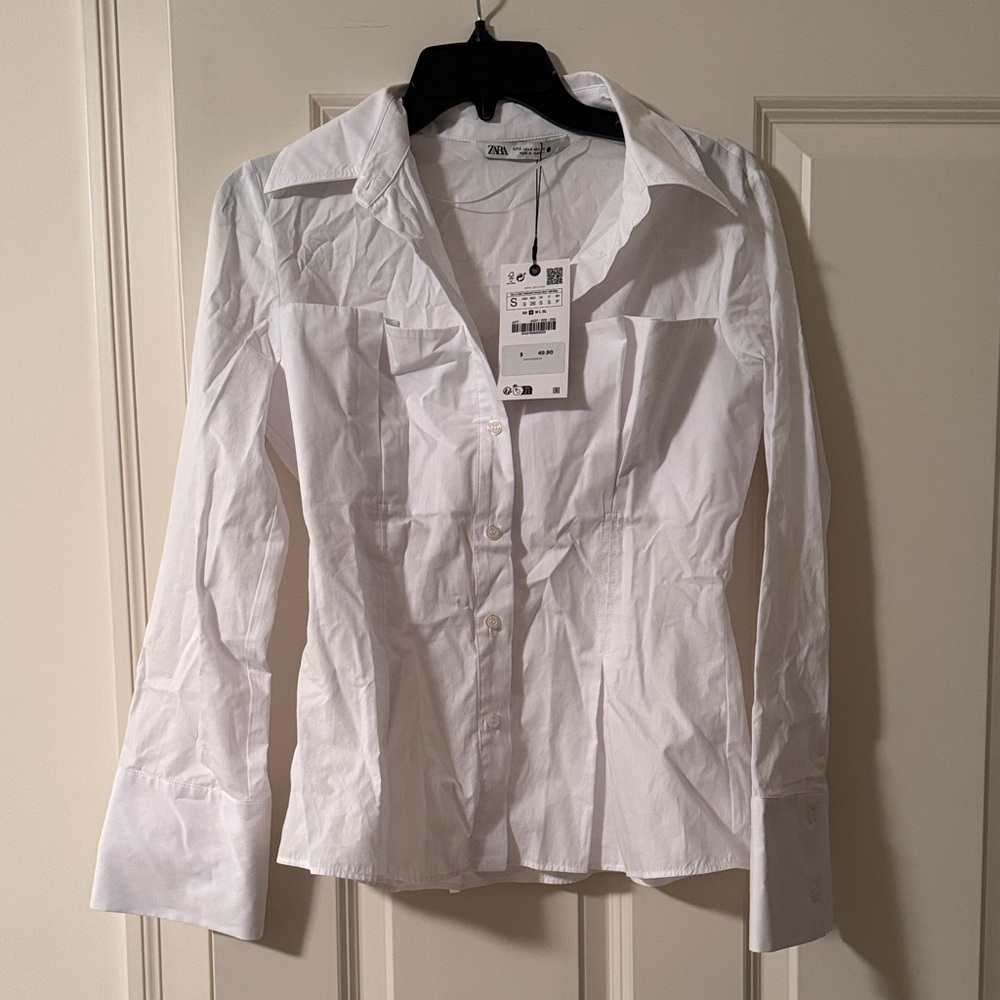 Zara Women's White Button Down Shirt